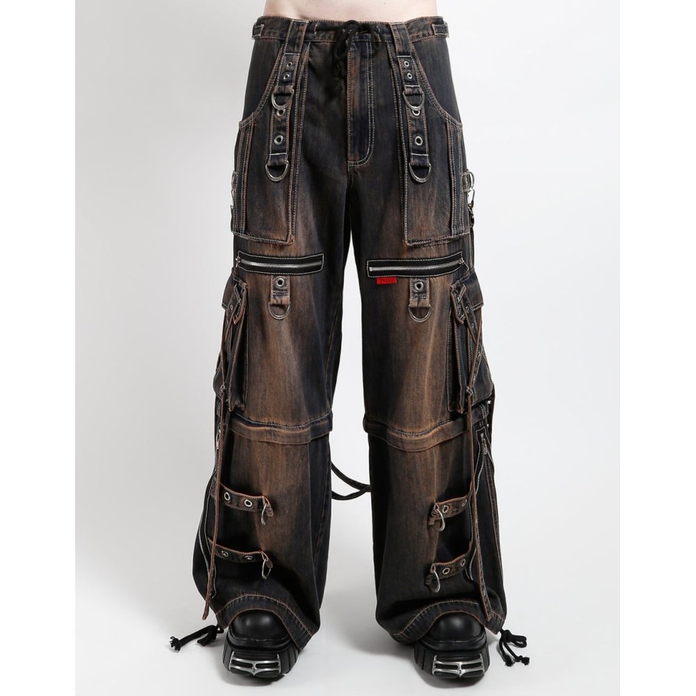 Tripp NYC - X-Strap Dirty Wash Blue Denim Wijde broek - Blauw